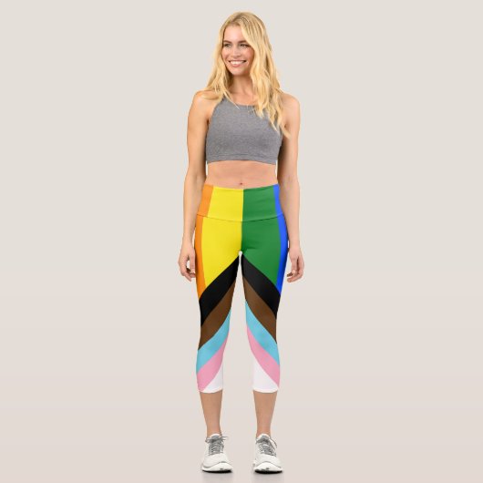 Leggings Capri Drapeau de fierté Progress Pride de SlipperyJoe si (Recto)