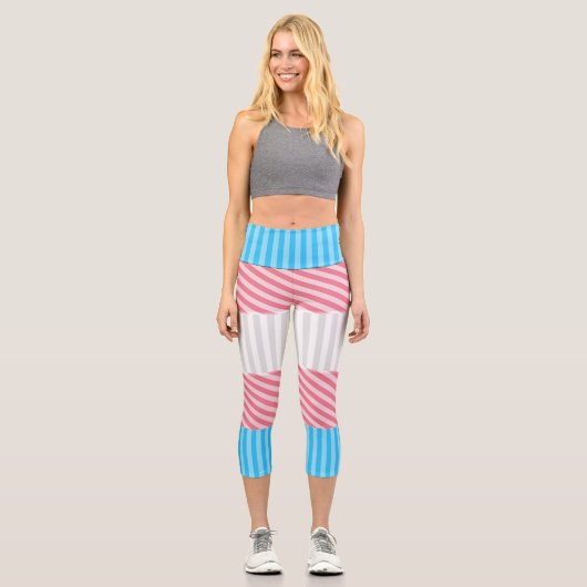Leggings Capri Drapeau de la fierté transgenre Abstraite de la ba (Recto)