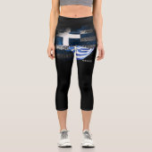 Leggings Capri Drapeau de la Grèce (Recto)