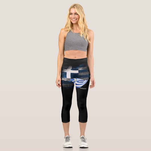Leggings Capri Drapeau de la Grèce (Recto)