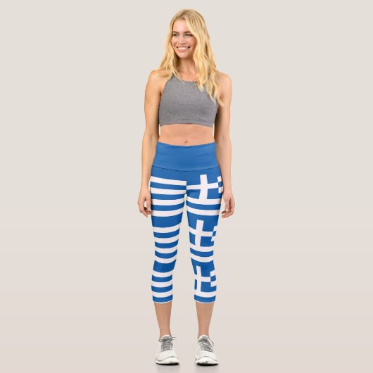 Leggings Capri Drapeau de la Grèce (Recto)