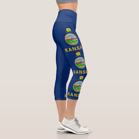 Leggings Capri Drapeau de l'État du Kansas (Droite)