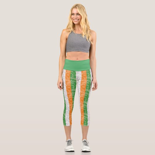 Leggings Capri Drapeau de l'Irlande avec le motif shamrock Capri  (Recto)
