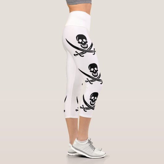Leggings Capri Drapeau de pirate Crâne croisé épées (Droite)