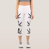 Leggings Capri Drapeau de pirate Crâne croisé épées (Recto)