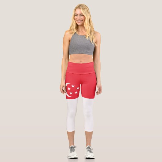 Leggings Capri Drapeau de Singapour (Recto)