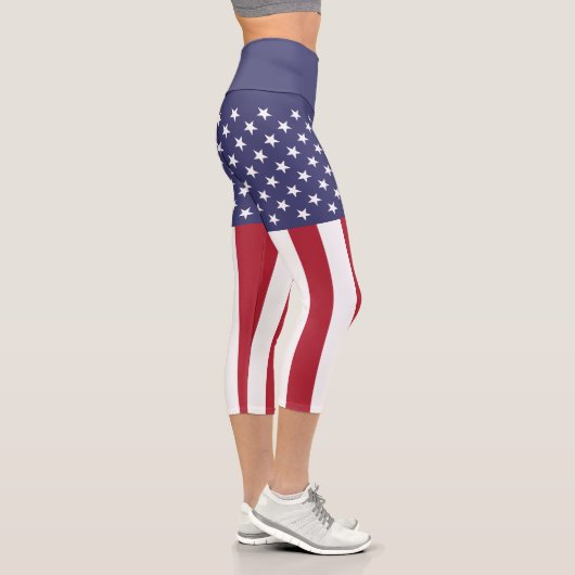 Leggings Capri Drapeau des États-Unis (Droite)