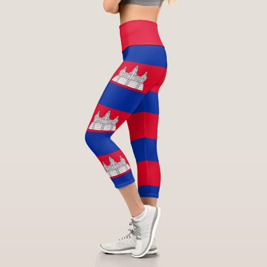 Leggings Capri Drapeau du Cambodge patriotique (Gauche)