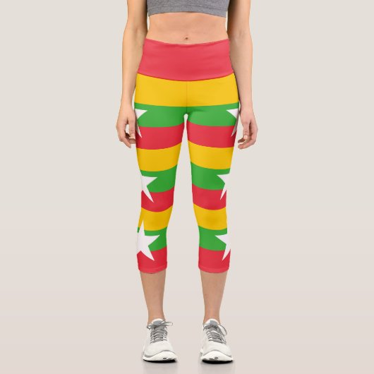 Leggings Capri Drapeau du Myanmar (Recto)