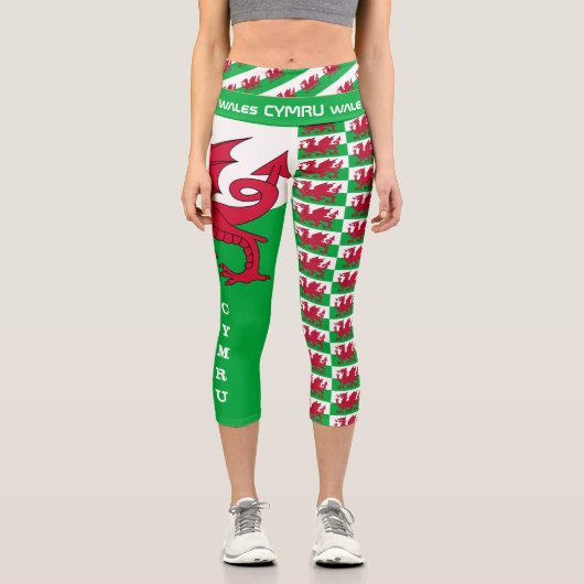 Leggings Capri Drapeau gallois, Dragon & Pays de Galles patriotes (Recto)