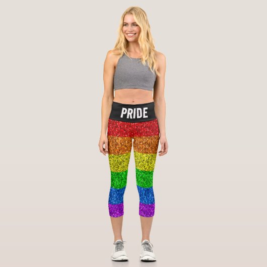 Leggings Capri Drapeau LGBT parties scintillant arc-en-ciel éclat (Recto)