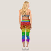Leggings Capri Drapeau LGBT vibrante parties scintillant arc-en-c (Verso)