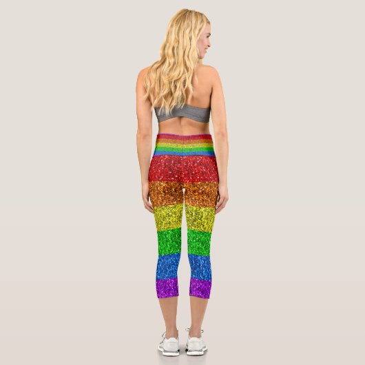 Leggings Capri Drapeau LGBT vibrante parties scintillant arc-en-c (Verso)