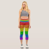 Leggings Capri Drapeau LGBT vibrante parties scintillant arc-en-c (Recto)