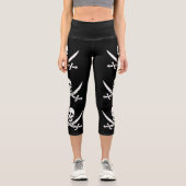 Leggings Capri Drapeau pirate crâne épées croisées (Recto)