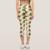 Leggings Capri Drôle alligator vert cuisine dessin animé (Verso)