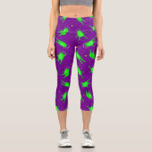 Leggings Capri drôle astronaute grenouille espace violet (Recto)