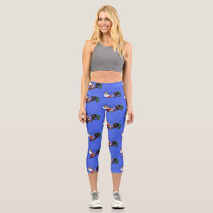Leggings Capri Drôle cockatoo jouant de la guitare rock dessin an