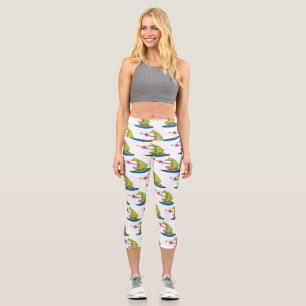Leggings Capri Drôle dessin animé de grenouille et mouche