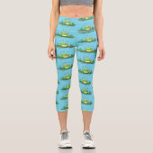 Leggings Capri Drôle grenouille verte avec dessin de mouches (Recto)