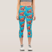 Leggings Capri Drôle mignon caricature pourpre crabe ermite (Recto)