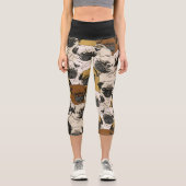 Leggings Capri Drôle mignon Carlins Grumpy Chiens Yoga Femme Cour (Recto)