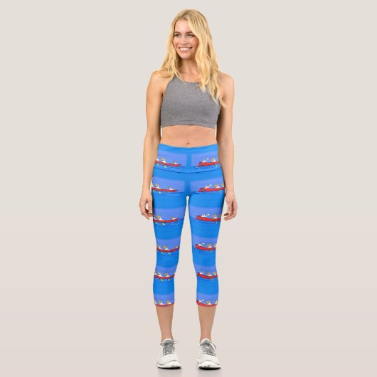 Leggings Capri Drôle pélicans rameurs dessin animé (Recto)