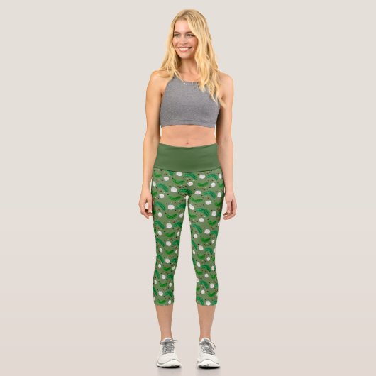 Leggings Capri Drôle Pickles Gherkins et Motif d'oignon pilé (Recto)