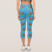 Leggings Capri Drôle poulet rustique whimsical dessin animé (Verso)