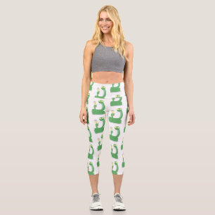 Leggings Capri Drôle serpent vert avec caricature maraca