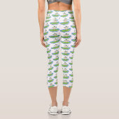 Leggings Capri Drôle tortue vague de surf dessin animé (Verso)