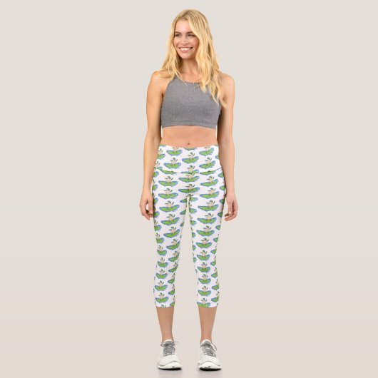 Leggings Capri Drôle tortue vague de surf dessin animé (Recto)