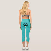 Leggings Capri Drôle visage citrouille Jack-o'-lantern turquoise  (Verso)
