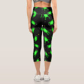 Leggings Capri drôles astronautes grenouilles espace noir (Verso)
