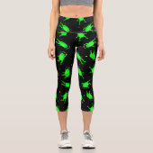 Leggings Capri drôles astronautes grenouilles espace noir (Recto)