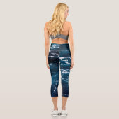 Leggings Capri Eau de mer bleu foncé et humide (Verso)