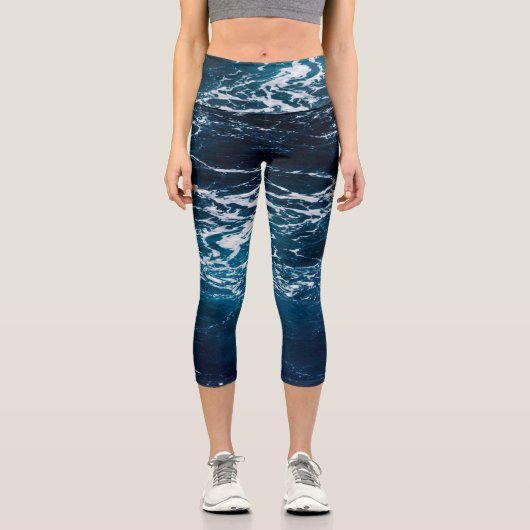 Leggings Capri Eau de mer bleu foncé et humide (Recto)