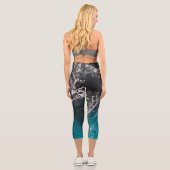 Leggings Capri Eau sombre noire bleu mousse ondulée (Verso)
