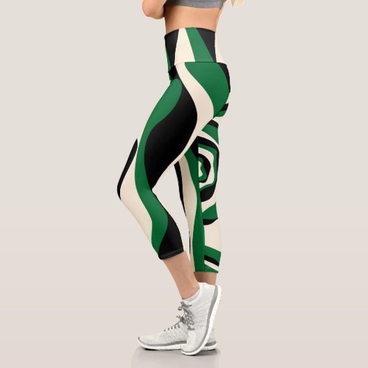 Leggings Capri Ebb et flux 4 en vert, crème et noir (Gauche)