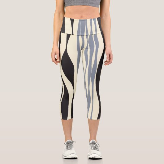 Leggings Capri Ebb et flux en noir, gris et crème (Recto)