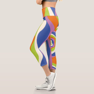 Leggings Capri Ebb & Flux 4 Bleu, Orange, Violet, Vert & Crème