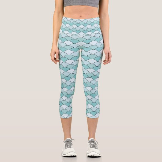 Leggings Capri Écailles de dragon, éventails, vagues, Seigaiha, b (Recto)