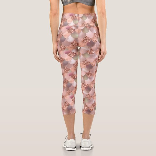 Leggings Capri Échelles de sirène rose or rose (Verso)
