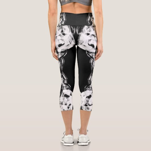 Leggings Capri Éclairage des flammes triangulaires noir blanc bri (Verso)