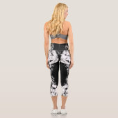 Leggings Capri Éclairage des flammes triangulaires noir blanc bri (Verso)