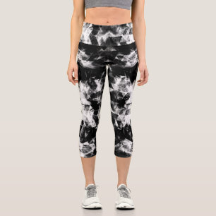 Leggings Capri Éclairage des flammes triangulaires noir blanc bri