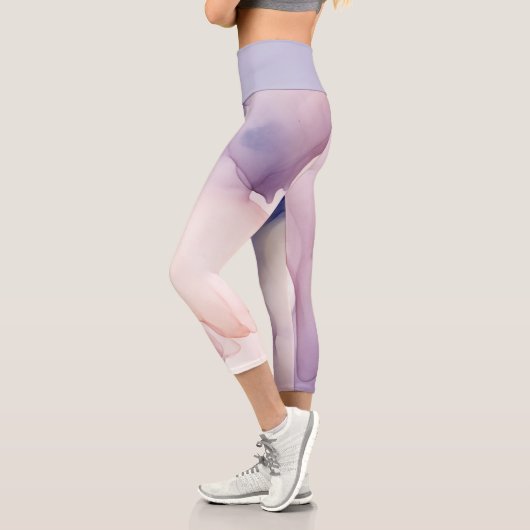 Leggings Capri effet de soie violet transparent (Gauche)