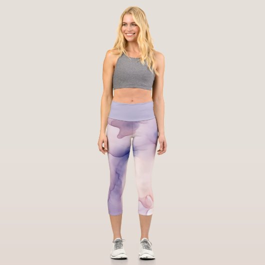Leggings Capri effet de soie violet transparent (Recto)