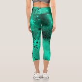 Leggings Capri Effet Dessin de peinture vert et noir (Verso)