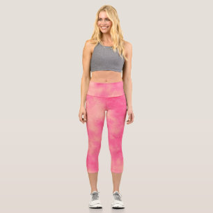 Leggings Capri Effet nuage tempête élégant Pink Yellow